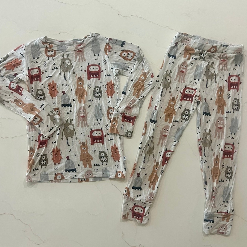 Little Bum Bums (Bums & Roses) Monster Bamboo Pajamas Set Size 5T